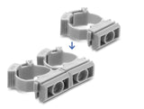 Delock Kabelschlauchhalter mit Verschlussclip, schraubbar für 20 mm Kabelschutzschlauch, 100 Stück, grau
