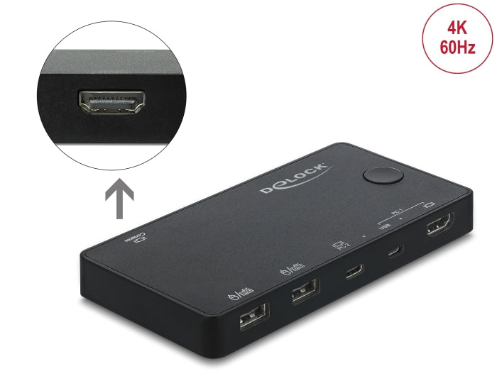 Delock HDMI / USB-C™ KVM Switch 4K 60 Hz mit USB 2.0