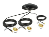 Delock Multiband LTE UMTS GSM GPS Antenne 3 x SMA Stecker omnidirektional Dachmontage schwarz outdoor