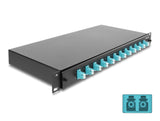 Delock 19″ LWL Spleißbox 12 x LC Duplex OM3 1HE komplett bestückt