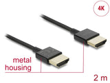 Delock Kabel High Speed HDMI mit Ethernet - HDMI-A Stecker > HDMI-A Stecker 3D 4K 2 m Slim High Quality