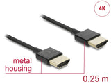Delock Kabel High Speed HDMI mit Ethernet - HDMI-A Stecker > HDMI-A Stecker 3D 4K 0,25 m Slim High Quality