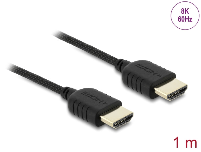 Delock Koaxiales High Speed HDMI Kabel 8K 60 Hz 48 Gbps mit Geflechtmantel 1 m