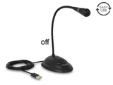 Delock USB Schwanenhals Mikrofon mit Standfuß und Mute + On / Off Taste