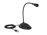 Delock USB Schwanenhals Mikrofon mit Standfuß und Mute + On / Off Taste