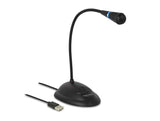 Delock USB Schwanenhals Mikrofon mit Standfuß und Mute + On / Off Taste