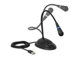 Delock USB Schwanenhals Mikrofon mit Standfuß und Mute + On / Off Taste