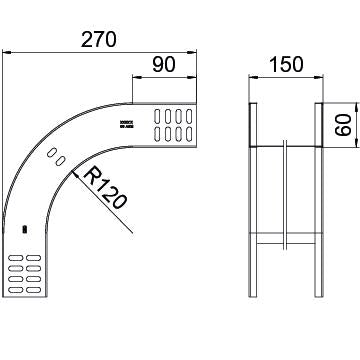 BETTERMANN Bogen_starr 90° vert.fall RBV 615 F FS 60x150mm o.Verb R=120mm