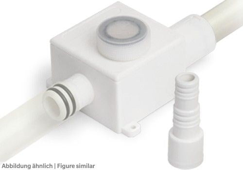 Siphon LAC-562, Eintritt oben m. O-Ring für Rohr 20mm, Austritt ID 16-20mm