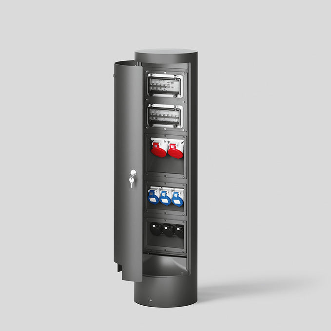 BEGA Steckdosensäule Metall graphit IP44 71013 8Steckd Schalter