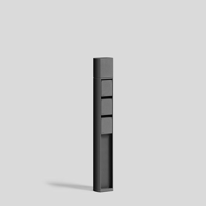 BEGA Steckdosensäule Metall graphit IP44 71098 3Steckd 700x110x75mm