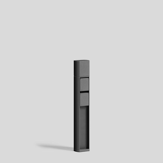 BEGA Steckdosensäule Metall graphit IP44 71168 2Steckd 600x110x75mm