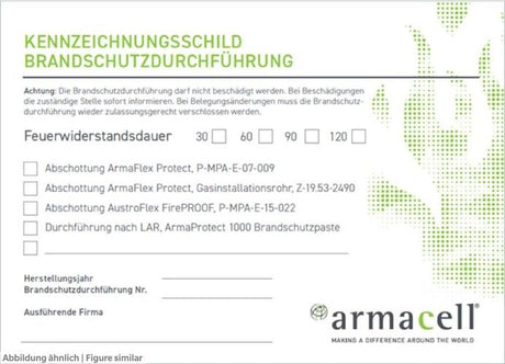 ArmaFlex Protect Brandschutzschild Kennzeichn. für Brandschutzdurchführung