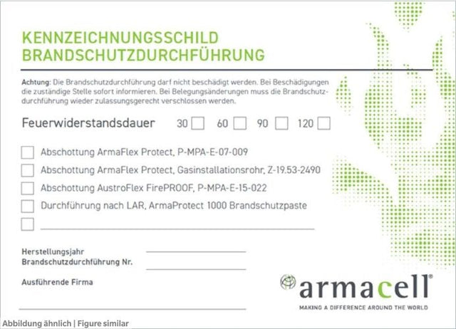 ArmaFlex Protect Brandschutzschild Kennzeichn. für Brandschutzdurchführung