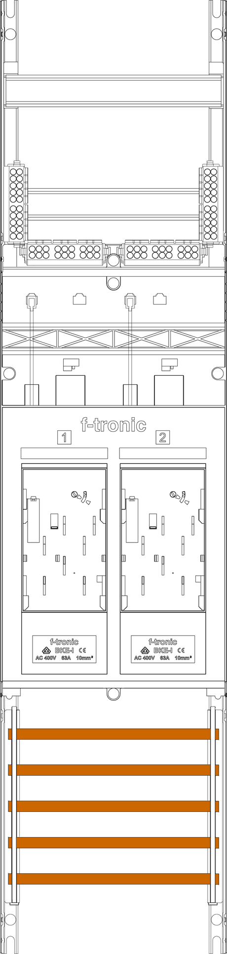 F-TRONIC Komplettfeld 2Z eHZ m.Verdr E16DS 1050x250mm SS_5p 300mm