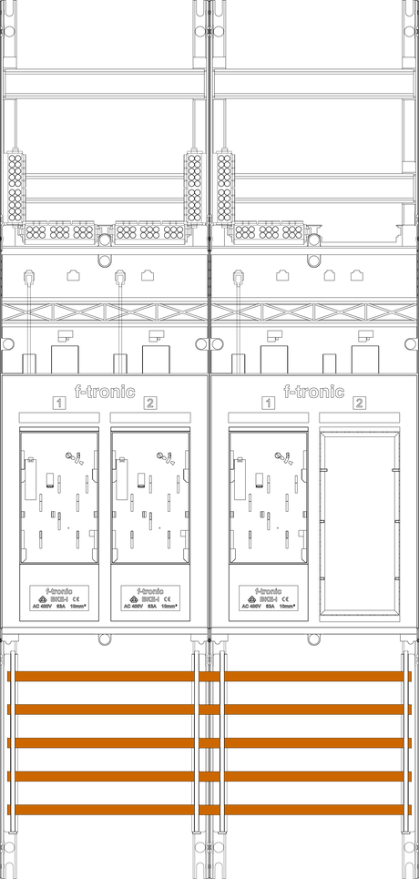 F-TRONIC Komplettfeld 3Z 1R eHZ m.Verdr E16ER6DS m.MPL 1050x500mm SS_5p 300mm