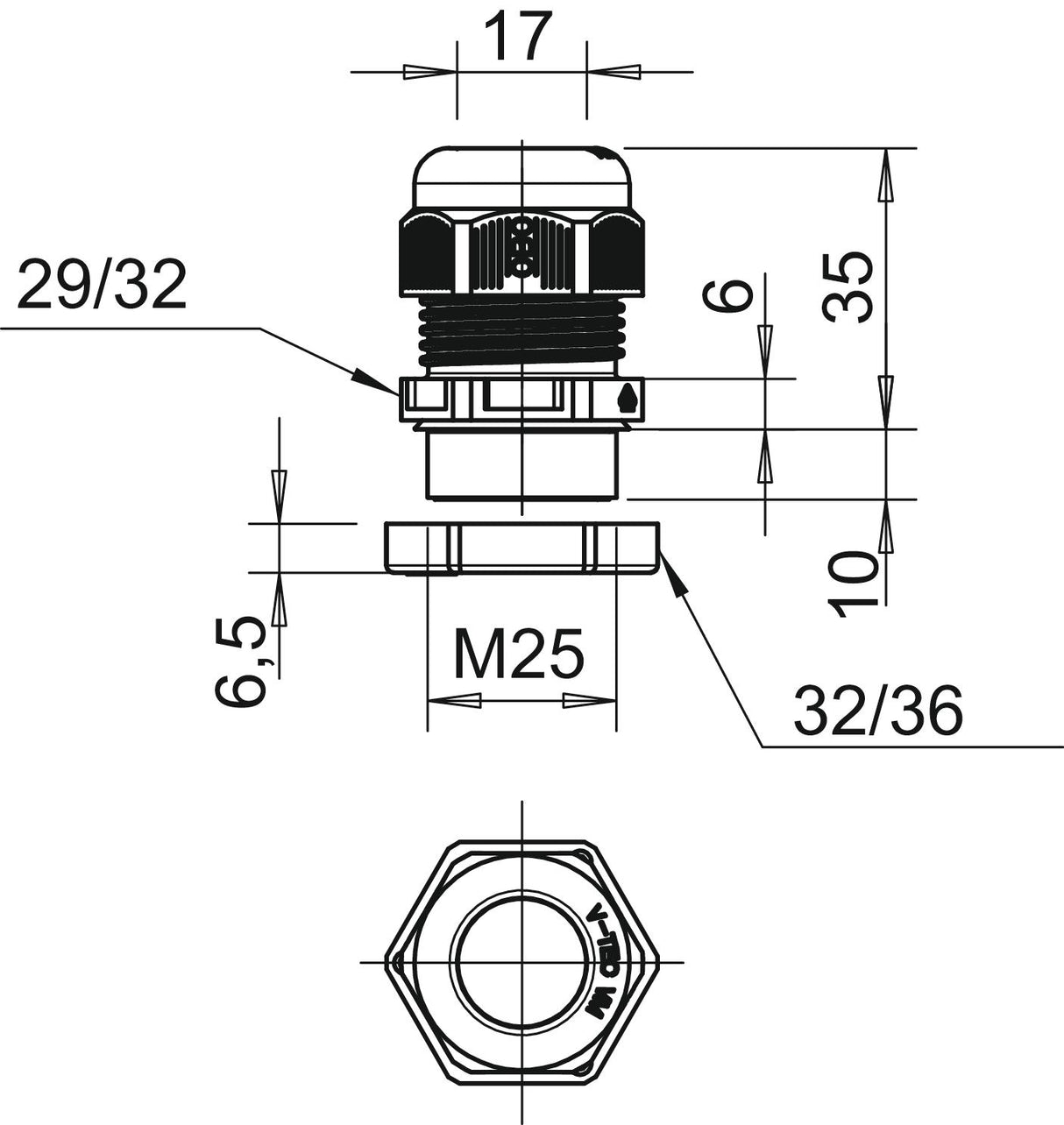 BETTERMANN Kabelverschraubung M25 PA or V-TEC VM25+ OR 10mm IP68 ger unbeh
