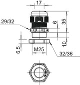 BETTERMANN Kabelverschraubung M25 PA or V-TEC VM25+ OR 10mm IP68 ger unbeh