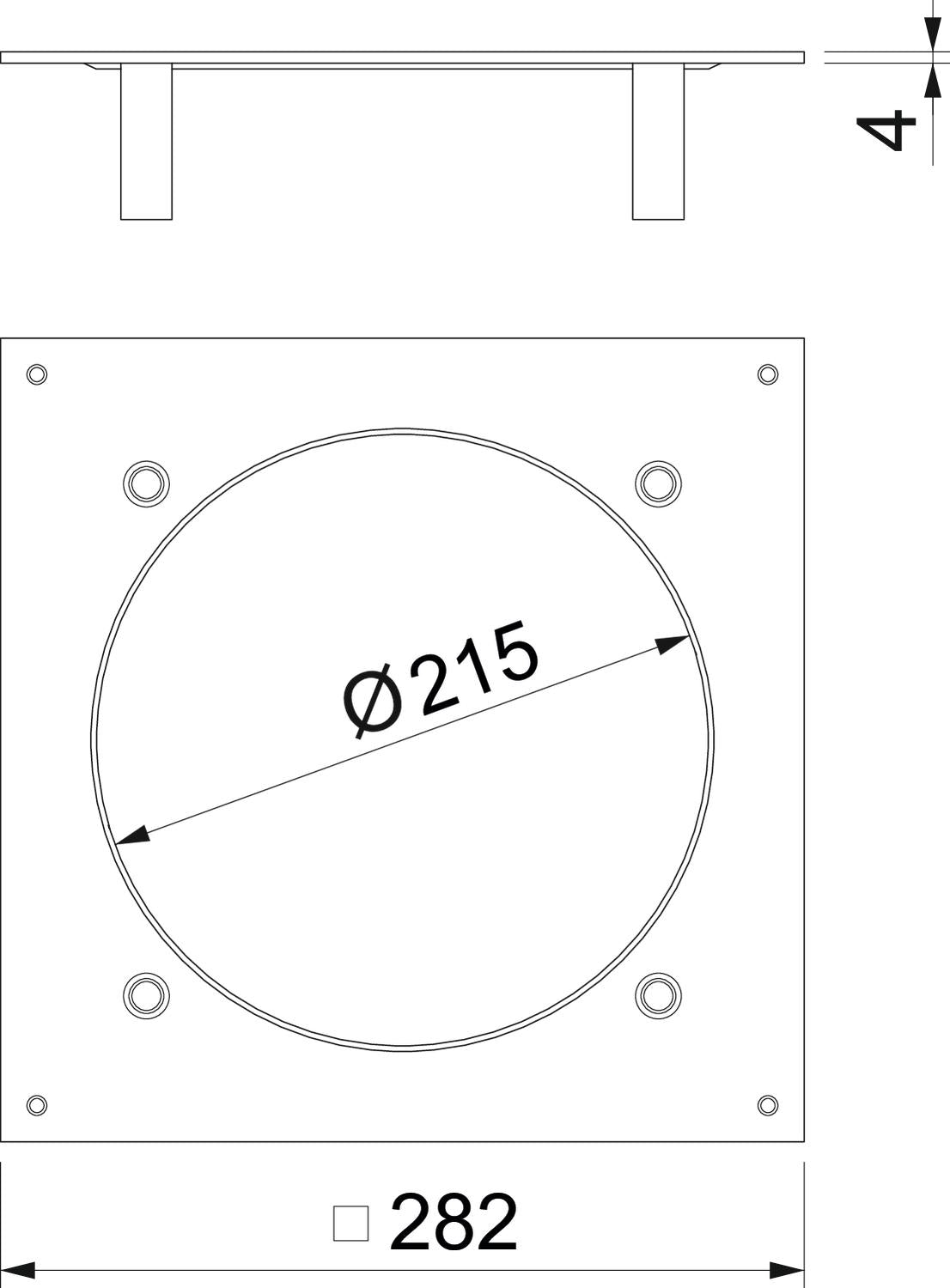 BETTERMANN Montagedeckel ST rechteck 4mm DUG 250-3 R4SL trocken 282x282mm