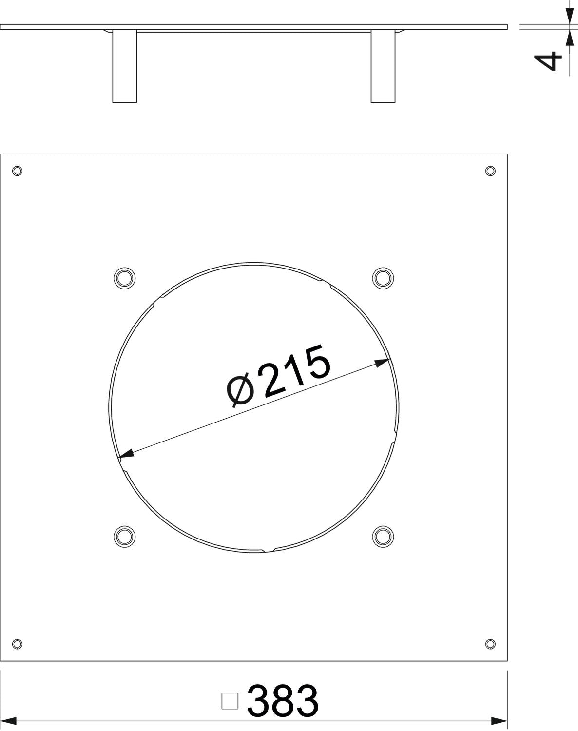 BETTERMANN Montagedeckel ST rechteck 4mm DUG 350-3 R4SL trocken 382x382mm