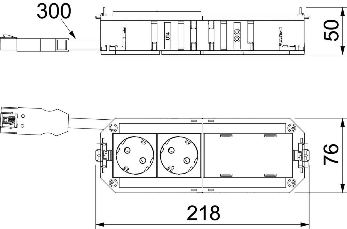 BETTERMANN Gerätebecher bestückt 2-fach UTC4 W W2 218mm SystemSteckverb 2,5mm