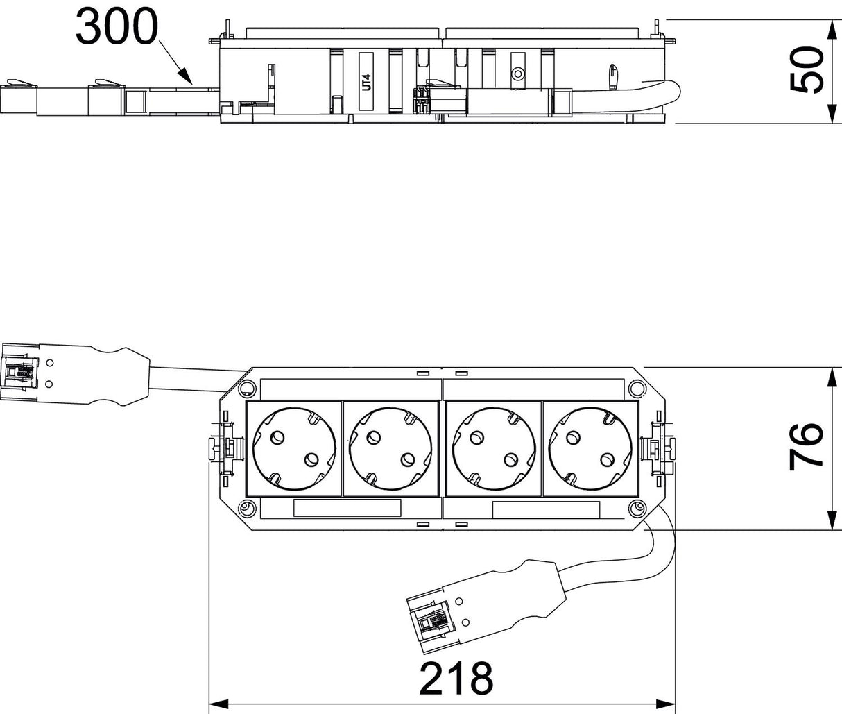 BETTERMANN Gerätebecher bestückt 1f/2f UTC4 W W2OR2 218mm SystemSteckverb