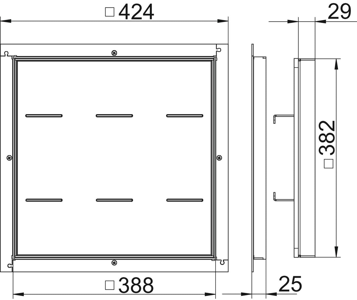 BETTERMANN Kassettenrahmen VA quadrat RK SL2 V3 25 25mm 19mm
