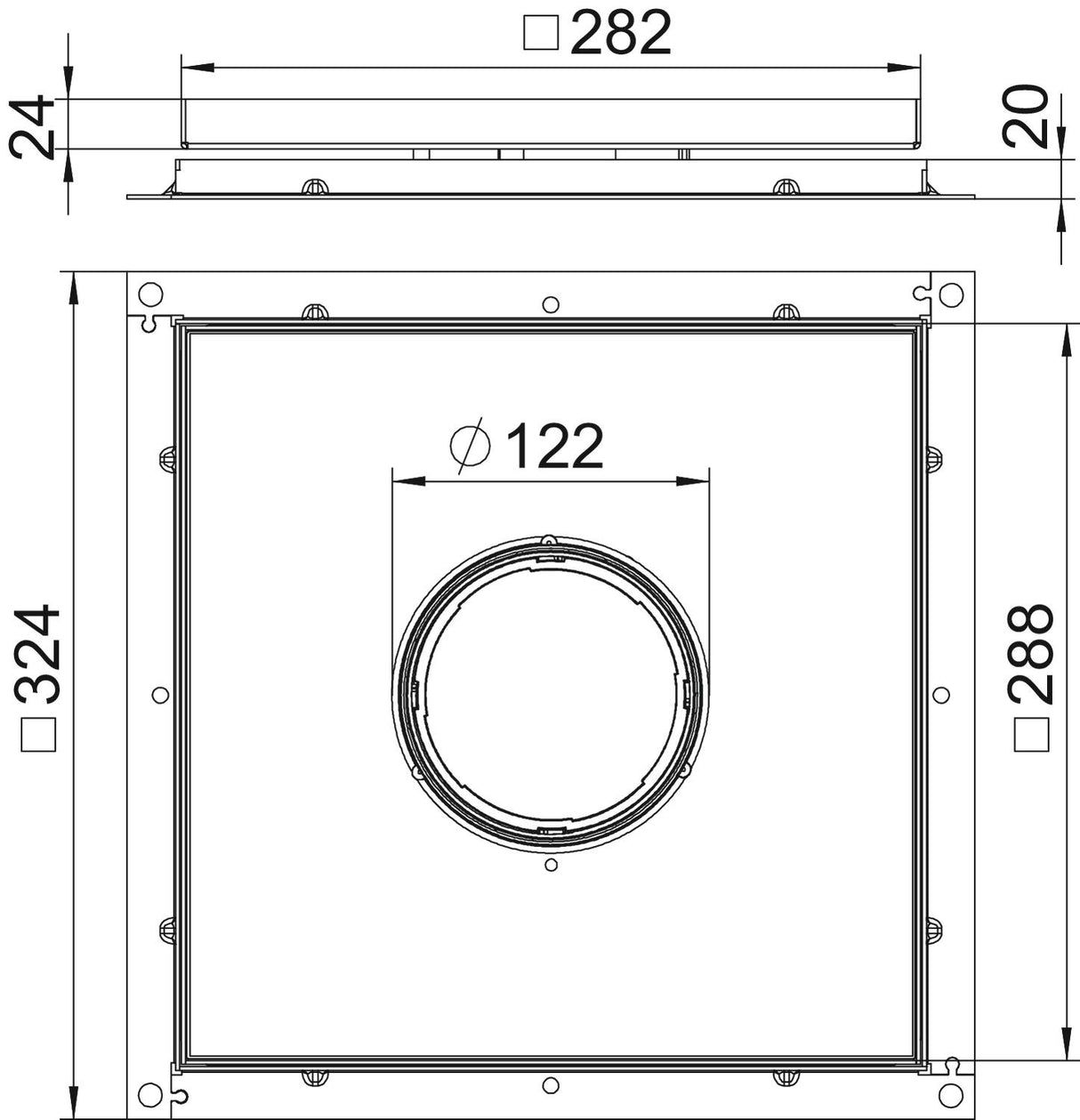 BETTERMANN Kassettenrahmen VA quadrat RKF3 V2 20 20mm 18mm