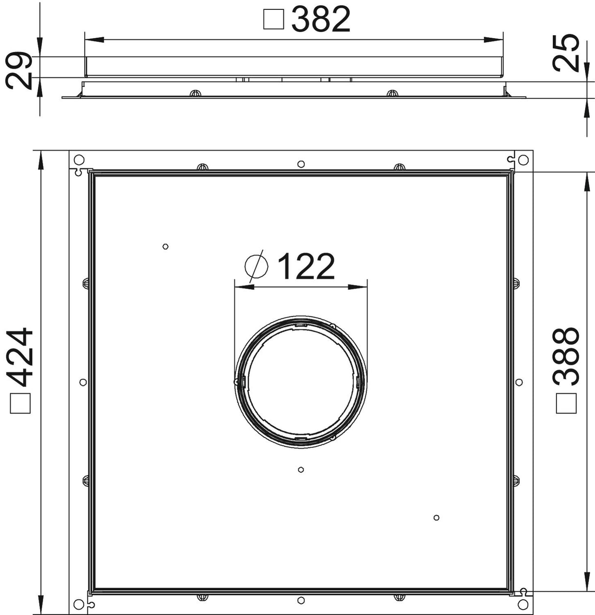 BETTERMANN Kassettenrahmen VA quadrat RKF3 V3 25 25mm 23mm
