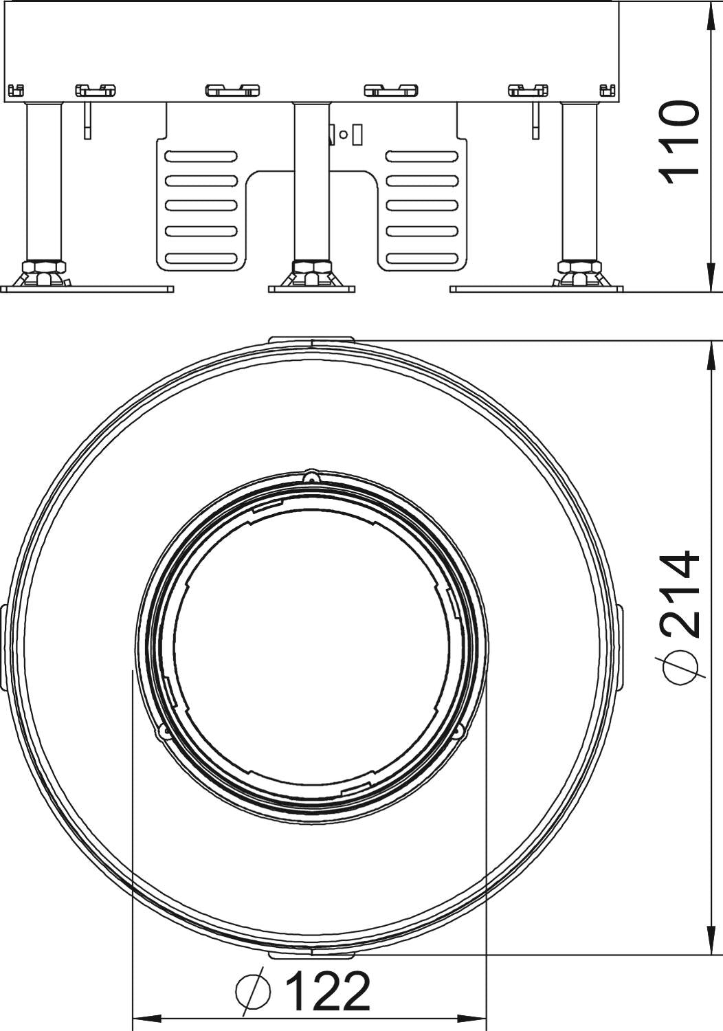 BETTERMANN Kassette nivellierbar VA rnd RKFR2 4 V20 215mm 110-155mm