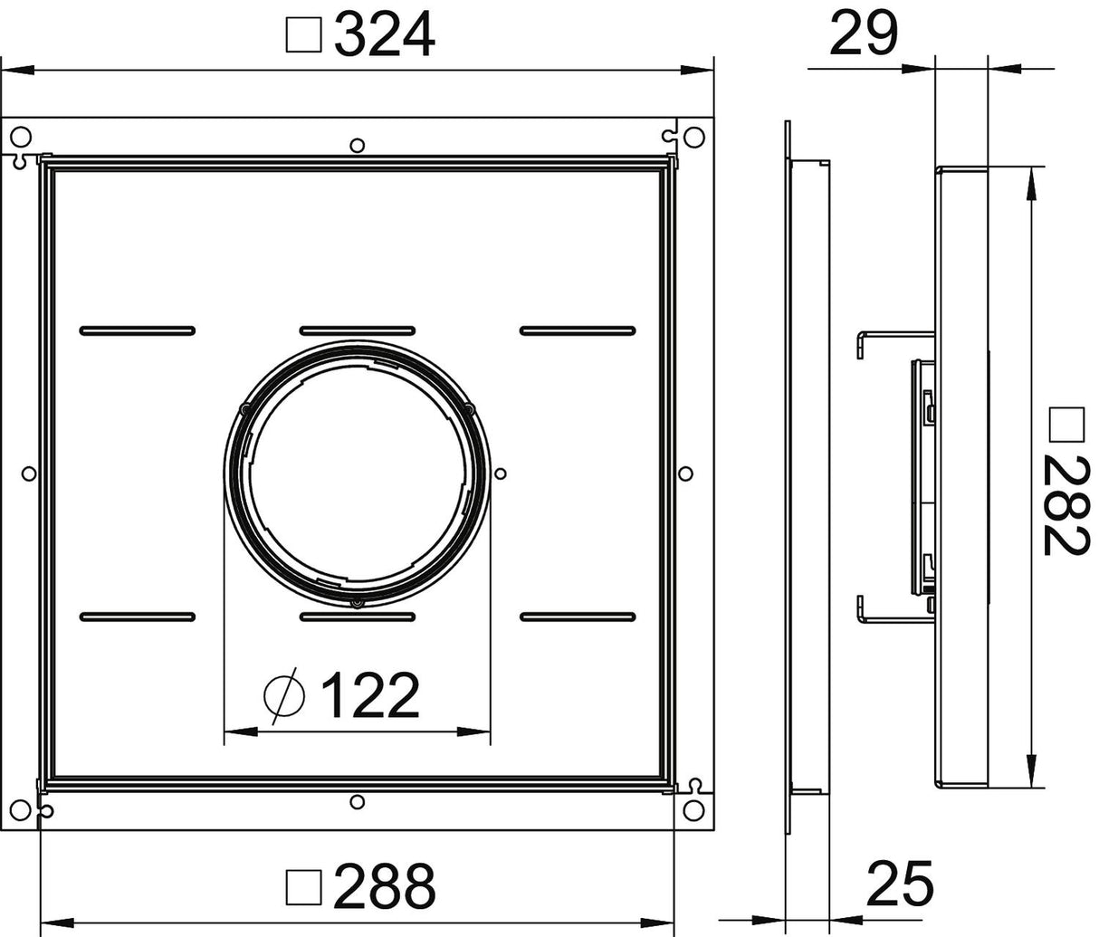 BETTERMANN Kassettenrahmen VA quadrat RKF2 SL2 V2 25 25mm 19mm
