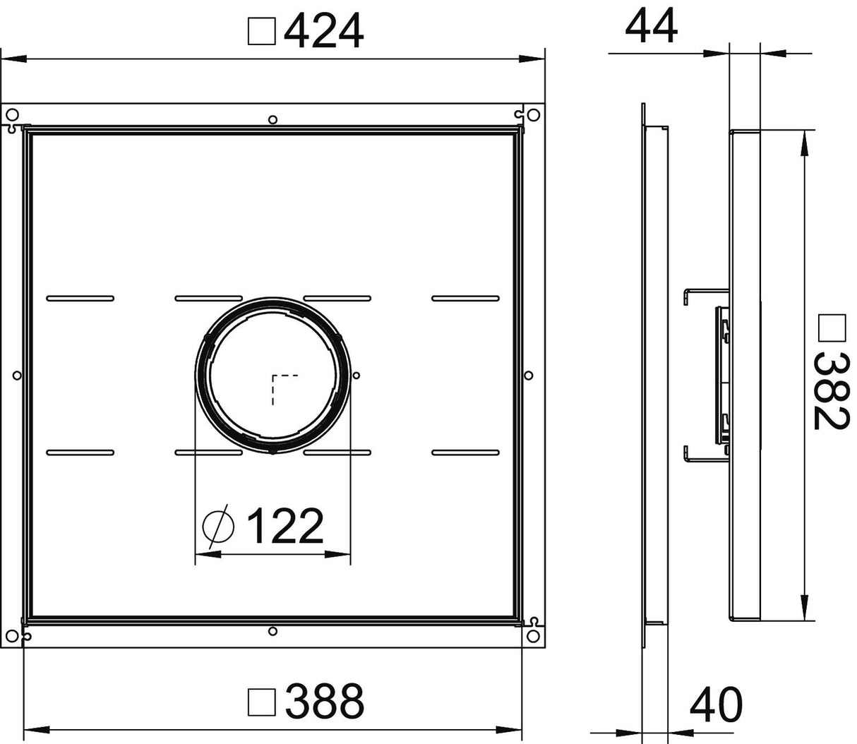 BETTERMANN Kassettenrahmen VA quadrat RKF2 SL2 V3 40 40mm 34mm