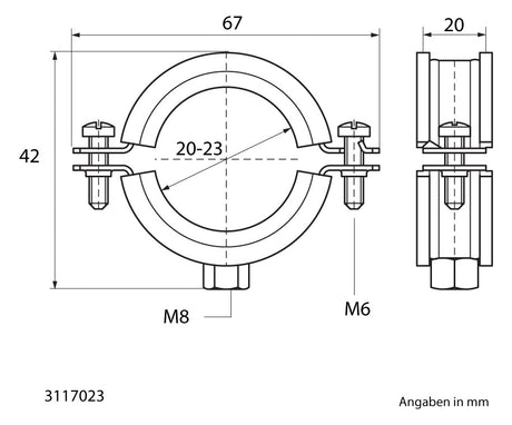 WALRAVEN Rohrschelle Bifix 1301 VA1.4404 20-23 mm EPDM M8 Zweischraubenschelle
