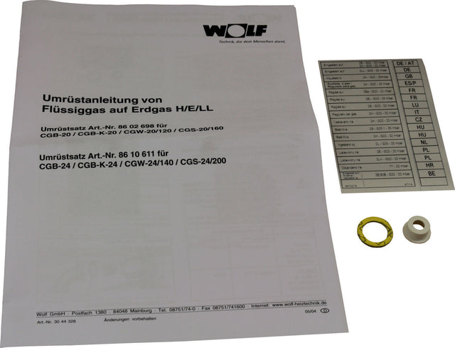 Wolf Ersatzteil Umrüstsatz Flüssiggas - Erdgas und Erdgas E - LL, für CGB-(K)-24 | Art.-Nr. 8610611
