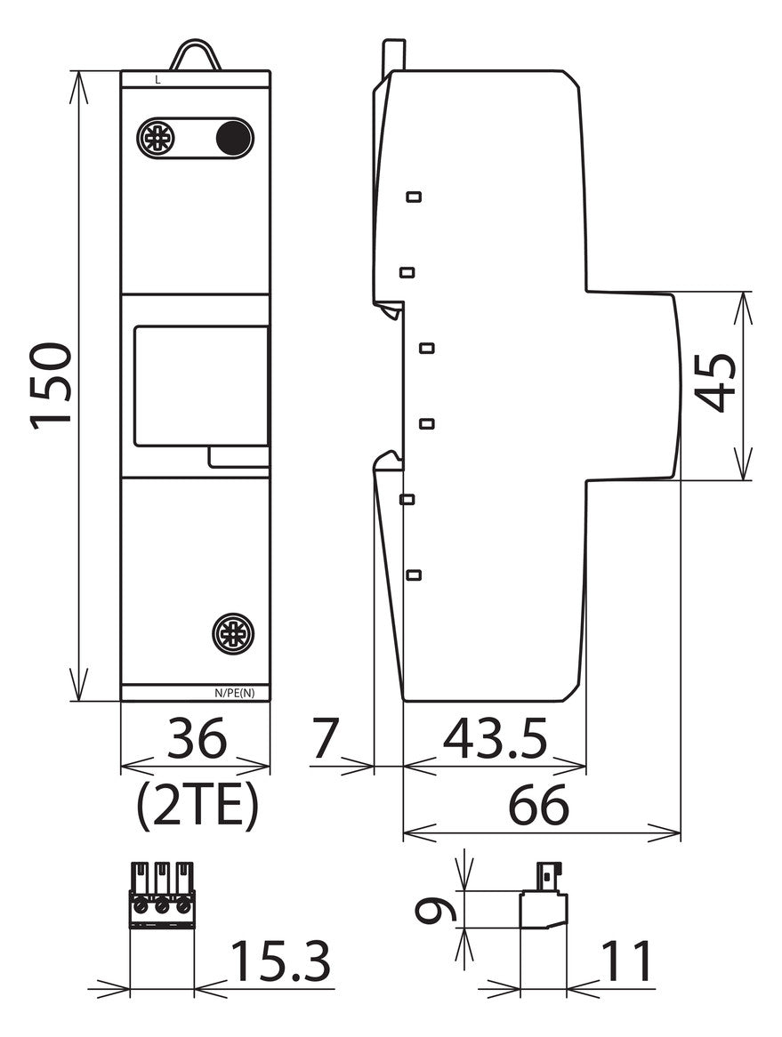 DEHN SE Kombi-Ableiter TS35 1p 230VAC DVCI 1 255 FM 1,5kV Fernsign 2TE TS35