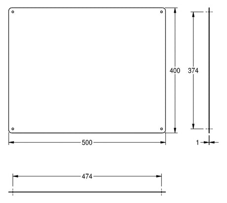 Franke RODAN Spiegel CHRH501 für Aufputzmontage 500x1x400 mm, Chromnickelstahl hochglanz | 2000056955