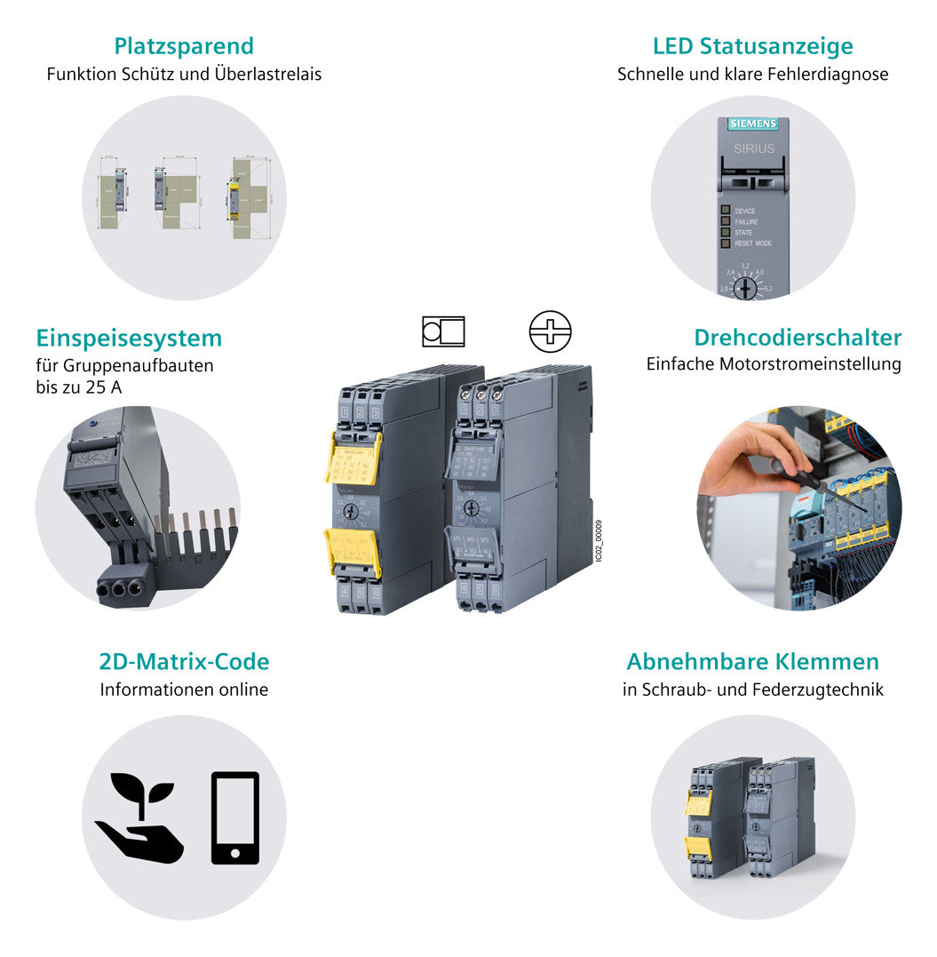 SIEMENS Wendestarter 0,75kW 24V DC 2A 3RM1302-1AA04 0,4-2A IP20