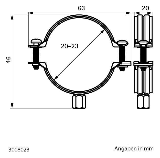 Walraven Rohrschelle Bifix G2 BUP 20-23 mm M8/M10 Zweischraubenschelle | 3008023