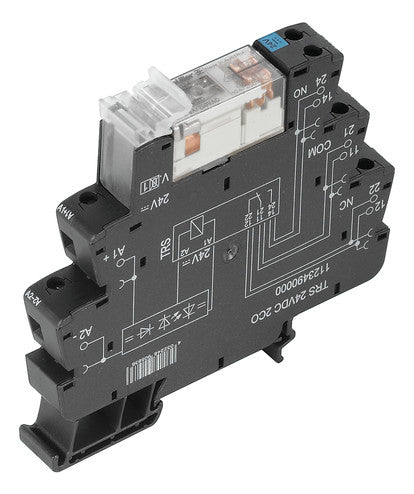 WEIDMÜLLER Schaltrelais 2W IP20 Schraub TRS 24VDC 2CO 6,4x90x88mm