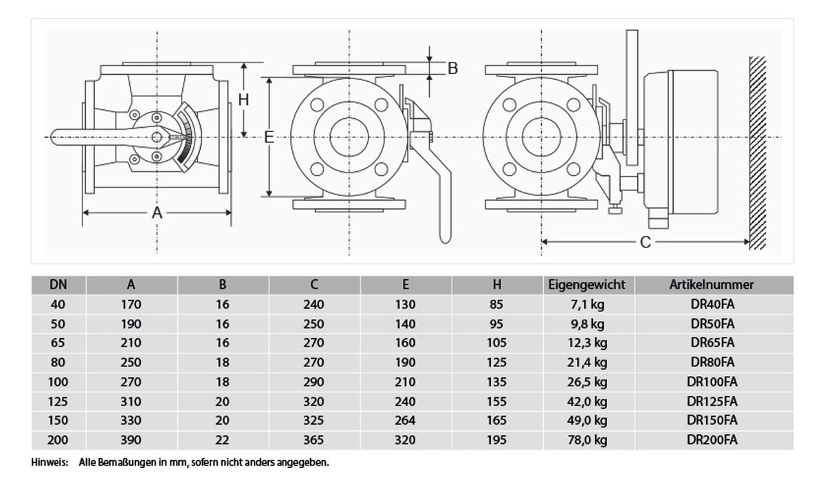 Honeywell Centra Dreiwege-Flanschmischer DR 65 FA DN 65, PN 6, abgewinkelter Durchgang