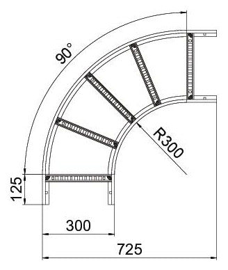BETTERMANN Bogen Kabelleiter horiz 90° LB 90 630 R3 FS 60x300mm o.Verb R=300mm