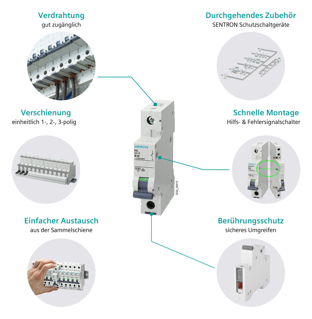 SIEMENS Leitungsschutzschalter UC C 13A 5SL6313-7 3p 400V 3TE 50Hz IP20