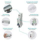 SIEMENS Leitungsschutzschalter UC B 13A 5SL6113-6 1p 400V 1TE 50Hz IP20