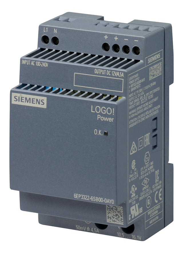 SIEMENS Gleichstromversorgung REG 12V LOGO! 6EP3322-6SB00-0AY0 54W 100-240VUC