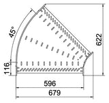 BETTERMANN Bogen_starr 45° ST horiz RB 45 660 FS 60x600mm int.Verb
