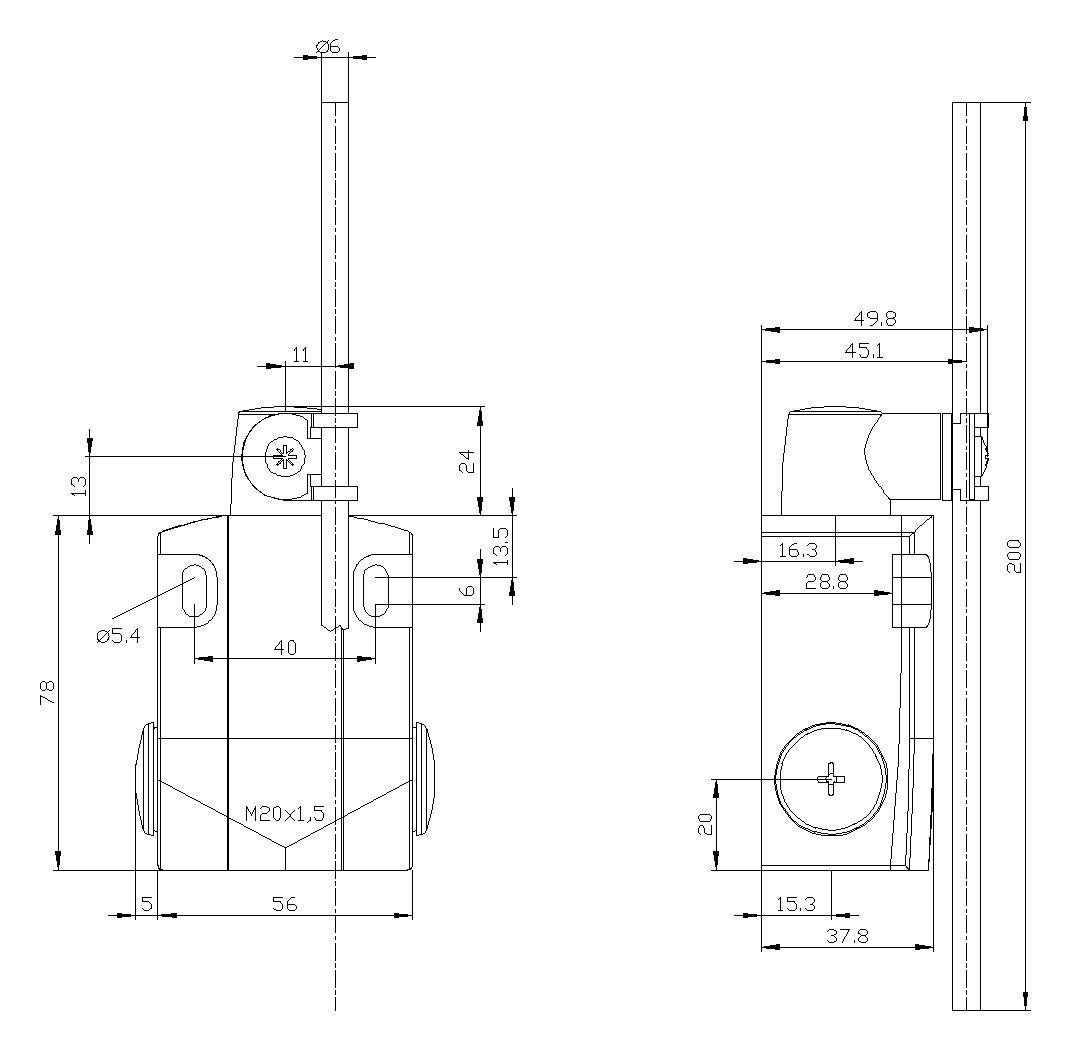SIEMENS Einzelpositionsschalter 1S 1Ö 3SE5122-0CH80 Metall Stangenhebel