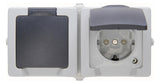 KOPP Steckdose 2f gr mt AP m.BS Klappd NAUTIC 137056002 IP44