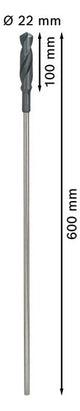 BOSCH-EW Universalbohrer  22mm 550/600mm 2608597174 zyl.Steckachse