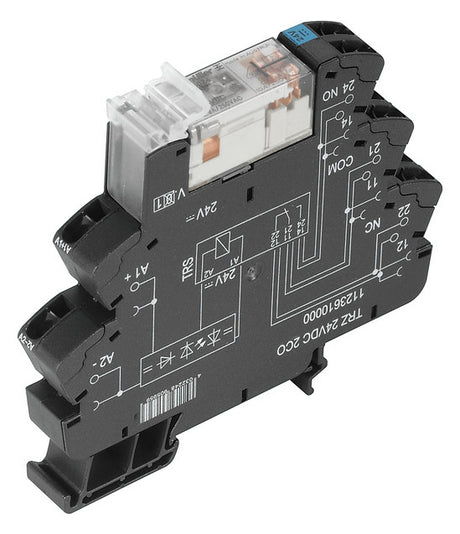 WEIDMÜLLER Schaltrelais 2W IP20 Federzug TRZ 24VDC 2CO 6,4x90x88mm