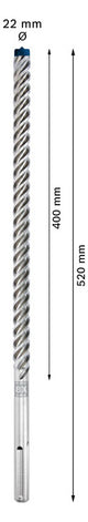 BOSCH-EW Hammerbohrer  22mm SDSmax MAX-8X 400/520mm f.Beton